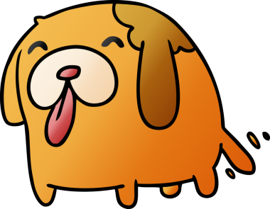 bir insan tarafından çizilmiş sevimli bir köpeğin gradyan çizimi kawaii