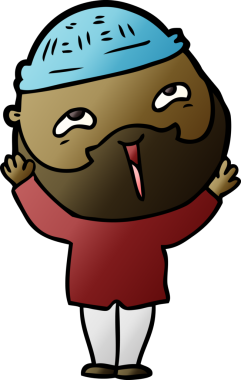 Bir insan tarafından çizilmiş mutlu sakallı bir adam.