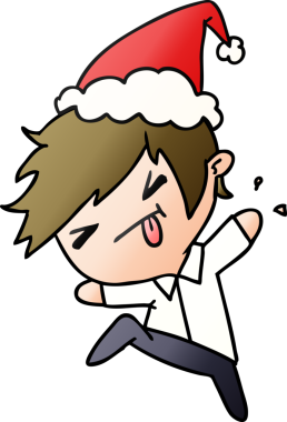 Bir insan tarafından çizilmiş Kawai çocuğunun el çizimi gradyan çizgi filmi.