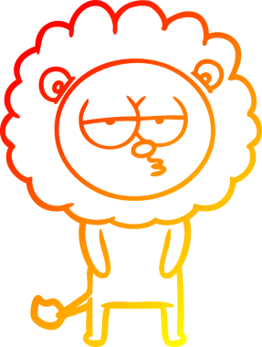 Bir insan tarafından çizilmiş yorgun bir aslanın çizgi çizimi.