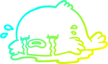 Bir insan tarafından çizilmiş ağlayan bir balığın soğuk eğik çizgisi.