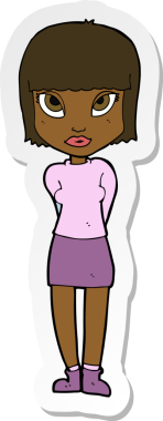 Bir insan tarafından çizilmiş bir karikatür kadının çıkartması.