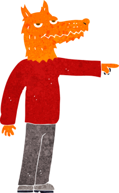 Bir insan tarafından çizilmiş tilki adam.