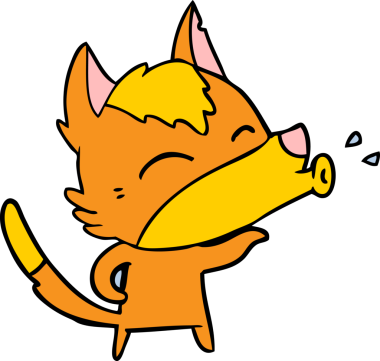 Bir insan tarafından çizilmiş tilki çizgi film karakteri