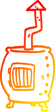 Bir insan tarafından çizilmiş sıcak çizgi çizgi film tenceresi göbekli soba.