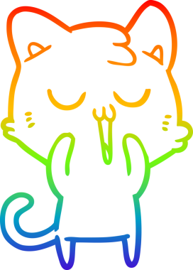 Gökkuşağı gradyan çizgisi bir insan tarafından çizilmiş şirin bir çizgi kedi çizimi