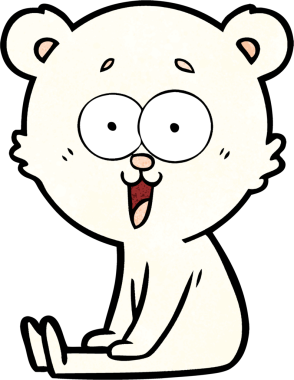 Bir insan tarafından çizilmiş gülen oyuncak ayı çizgi filmi.