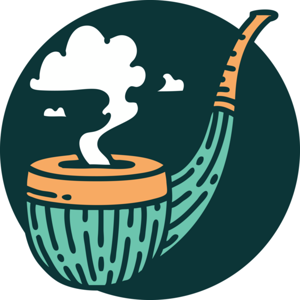 Bir insan tarafından çizilmiş sigara içen piposunun sembolik dövmesi.