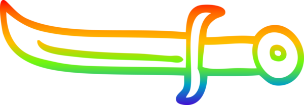 Gökkuşağı gradyan çizgi çizimi Bir insan tarafından çizilmiş altın hançer