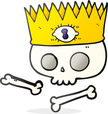 Bir insan tarafından çizilmiş eski kafatası üzerinde serbest çizim sihirli taç