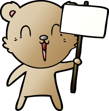 Bir insan tarafından çizilmiş mutlu çizgi film ayısı.