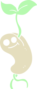 Bir insan tarafından çizilen filizlenen tohumun düz renk çizimi