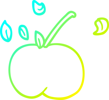 Bir insan tarafından çizilmiş sulu bir elmanın soğuk gradyan çizimi.