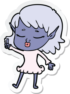 Bir insan tarafından çizilmiş güzel bir elf kızının çıkartması.