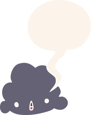 bir insan tarafından çizilmiş retro tarzı konuşma baloncuklu çizgi film bulutu