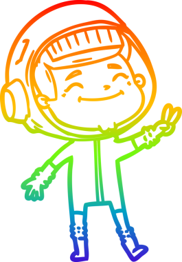 gökkuşağı gradyan çizimi mutlu bir çizgi astronot çizimi bir insan tarafından çizildi