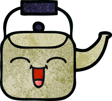 Bir insan tarafından çizilmiş eski grunge desenli bir çaydanlık.