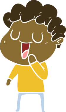 Bir insan tarafından çizilmiş düz renkli karikatür adam.