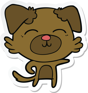 Bir insan tarafından çizilmiş çizgi film köpeğinin çıkartması.