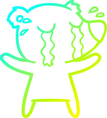 Bir insan tarafından çizilmiş ağlayan kutup ayısının soğuk çizgi çizimi.