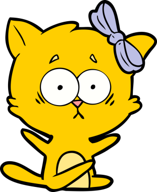 Bir insan tarafından çizilmiş çizgi film kedisi.