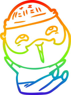 Bir insan tarafından çizilmiş mutlu sakallı bir adamın çizgi çizimi.