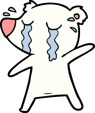 Bir insan tarafından çizilmiş üzgün küçük kutup ayısı çizgi filmi.