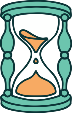 Bir insan tarafından çizilmiş bir saatin ikonik dövme şekli.