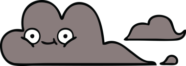 Bir insan tarafından çizilmiş fırtına bulutunun sevimli karikatürü.