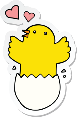 Bir insan tarafından çizilmiş yavru bir karikatürün çıkartması.