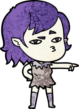 Bir insan tarafından çizilmiş vampir kız çizgi filmi.