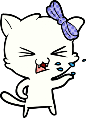 Bir insan tarafından çizilmiş çizgi film kedisi.