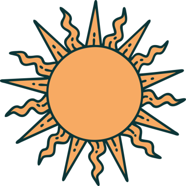 Bir insan tarafından çizilmiş bir güneşin ikonik dövme şekli