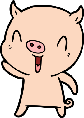 Bir insan tarafından çizilmiş mutlu çizgi film domuzu.