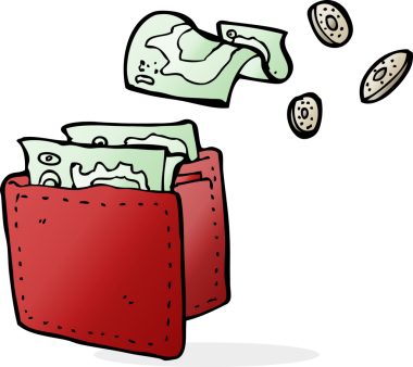 Çizgi film cüzdanı bir insan tarafından çizilmiş.