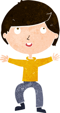 Bir insan tarafından çizilmiş mutlu çocuk çizgi filmi.