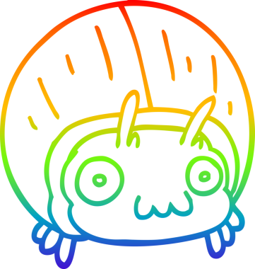 Gökkuşağı gradyan çizgi çizimi Bir insan tarafından çizilmiş dev bir böcek