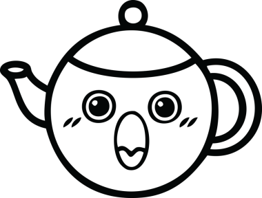 Bir insan tarafından çizilmiş çaydanlık çizimi.