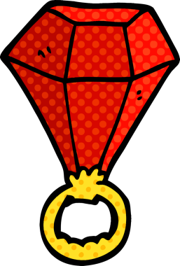 Bir insan tarafından çizilmiş kırmızı yakut bir yüzük.