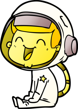 Bir insan tarafından çizilmiş mutlu astronot çizgi filmi.