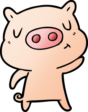 Bir insan tarafından çizilmiş çizgi film içerikli domuz.