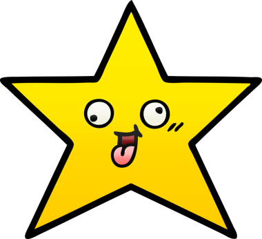 Bir insan tarafından çizilmiş altın yıldızın gölgeli karikatürü