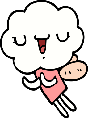 Bir insan tarafından çizilmiş şirin bir çizgi roman bulutu kafası