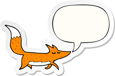 Bir insan tarafından çizilmiş konuşma balonu çıkartmalı çizgi film kurdu.