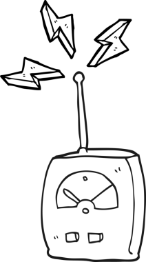 Bir insan tarafından çizilmiş siyah beyaz karikatür bilim ekipmanları