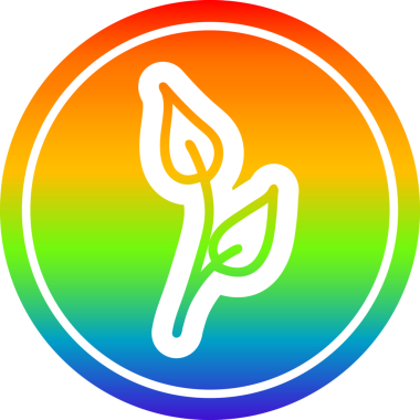 Gökkuşağı gradyan bir insan tarafından çizilmiş doğal yaprak dairesel simgesi