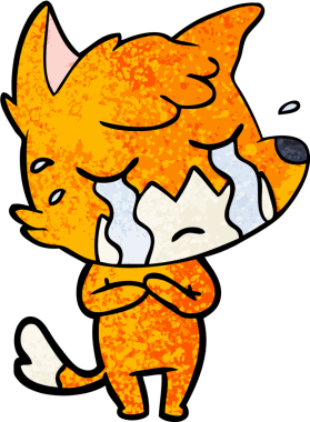 Bir insan tarafından çizilmiş ağlayan tilki çizgi filmi.