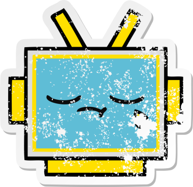 Bir insan tarafından çizilmiş sevimli robot kafasının sıkıntılı çıkartması.