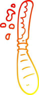 Bir insanın çizdiği tereyağı bıçağının sıcak çizgi çizimi.