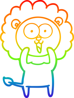 gökkuşağı gradyanı çizimi bir insan tarafından çizilmiş mutlu bir karikatür aslanı